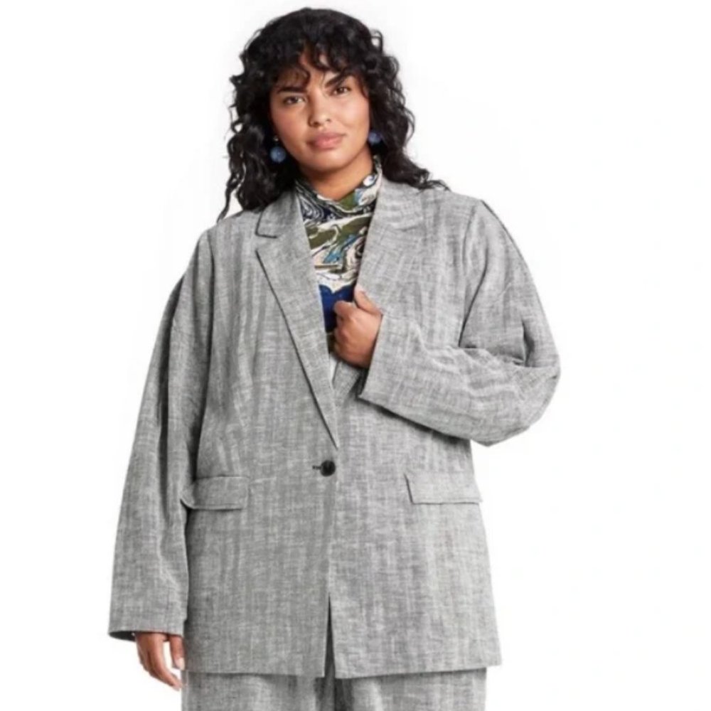 Rachel Comey x Target Grey Chevron Oversized Tweed Blazer Size 4X